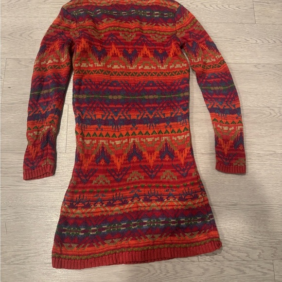Ralph Lauren Beacon Sweater Dress Linen Cotton Silk Southwest Aztec Size M - Picture 2 of 3
